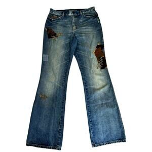 Lauren Jeans Co Ralph Lauren Floral Velvet Patchwork Size 6 Boho Dark Fairy